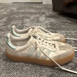 Adidas Samba “Sambae” Off White Linen Green Shoes Womens U.S. 9.5
